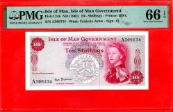 ISLA OF MAN 10 SHILLINGS 1961 P24b GEM UNC PMG66 EPQ ÇİL