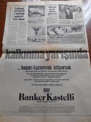 Hürriyet Gazetesi - 5 Haziran 1982 - Falkland Savaşı'nın 1 Haftalık Maliyeti 210 Milyar - Dallas'ın Ünlü Kahyası Ray - Sandık Rallisinde Türk Çocukları Da Yarıştı - Ne Sue Ellen Ne Pam Ne Lucy Ne De Donna - Hülya Süer - Diyarbakır Tıp Fakültesinden Yapılan Araştırma Çocuklarımızın Çoğu Parazitli - Gine Devlet Başkanı Seku Ture - Paris'i Fahişeler Kuşattı - Çankaya İkinci Nikaha Hazırlanıyor
