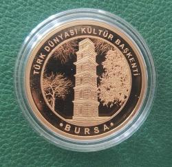 Türk Dünyası Kültür Başkenti Bursa 2022 BRONZ ÜZERİ ALTIN KAPLAMA (SERTİFİKALI) ÇİL+++