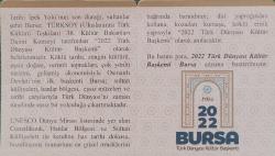Türk Dünyası Kültür Başkenti Bursa 2022 BRONZ ÜZERİ ALTIN KAPLAMA (SERTİFİKALI) ÇİL+++