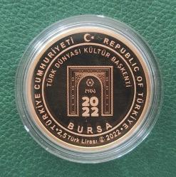 Türk Dünyası Kültür Başkenti Bursa 2022 BRONZ ÜZERİ ALTIN KAPLAMA (SERTİFİKALI) ÇİL+++