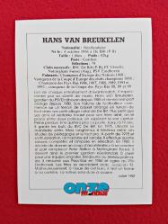 Hans Van Breukelen - Onze Mondial Football Collection Photo Card - 14X10 cm - Futbol Koleksiyon Fotokart