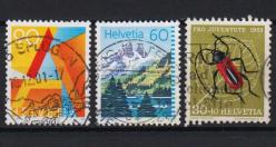 Efemera - İSVİÇRE 3 FARKLI BÖCEKLER - DAĞ GÖLLERİ  - GEOMETRİK ŞEKİLLER HARFLER TEMALI DAMGALI PUL 1953 - 1993 - 1995. - kitantik - kitaLog