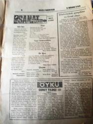 AYDIN NAZLI GAZETESİ YEREL TAŞRA BASINI  -5-12 NİSAN  SAYI :8-9 YIL :1 Halil Yardım Bekleniyor - Memura rüşvet vermek isteyen şahıs yakalandı -Nazilli  'de Anıtlar Bakımsız Kaldı- Uzman Ali  Avcı  Muhasebeci - Dr. Turhan Timuçin   Röportaj : Bahri  Küpeli -  Sanat  Dünyası  :Yöneten :Bahattin Albayrak -Öykü  Güney Yıldızı :Yazan :Vural Nural  Elmas -Nazilli 'de Yetişen  Ünlüler : Mevlana  Muslihittin Mustafa - Abdullah  Bin  Yusuf - Nazilli de şehir stadının  tuvaletleri  açılsın - Nazilli Pamuk Spor  Kulübünün  Genel Kurulu Yapıldı -
