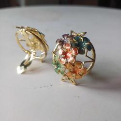 Klipsli Vintage Küpe Yuvarlak Gold Mine