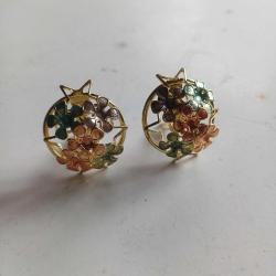 Klipsli Vintage Küpe Yuvarlak Gold Mine