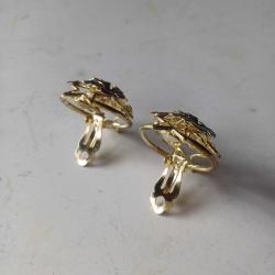 Klipsli Vintage Küpe Yuvarlak Gold Mine