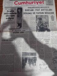 Cumhuriyet Gazetesi - 15 Şubat 1966 - Kurucusu Yunus Nadi - İlhan Selçuk - Hilmi Özgen - Metin Heper - İkinci Adam İsmet İnönü - Cemal Gürsel'in Ecelle Mücadelesi Devam Ediyor - Maliye Bakanı İhsan Gürsan Fiat Artışları Devamlı Ve Yaygın Değildir - Türk İş İşverenlere Cevap Verdi