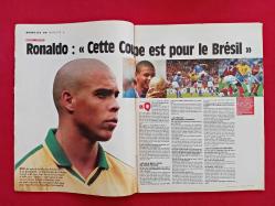 France Football Dergisi - 9 Haziran 1998 - FİFA World Cup - Fransa 1998 Dünya Kupası - Ronaldo, Brezilya, Maldini, İtalya