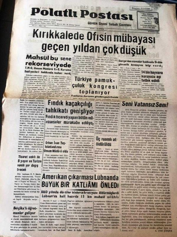 ANKARA POLATLI POSTASI GAZETESİ YEREL TAŞRA BASINI 9 Ağustos  