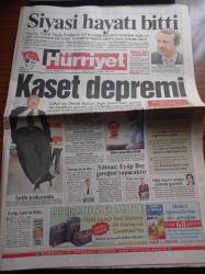 Hürriyet Gazetesi - 24 Eylül 1998 - Recep Tayyip Erdoğan'ın Siyasi Hayatı Bitti - Recep Tayyip Erdoğan Siirt'te Yaptığı Konuşmadan Dolayı 10 Ay Mahkumiyet Aldı - Alaattin Çakıcı İle Devlet Bakanı Eyüp Aşık'ın Görüşmesi Basıma Sızdı - Kaset Depremi - Türkan - Hande Ataizi - İbrahim Tatlıses - Ülkerspor - Yeni Amokachi Geliyor