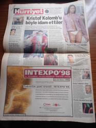 Hürriyet Gazetesi - 14 Ekim 1998 - Alaattin Çakıcı'dan Türk Düşmanı Papaza 8 Bin Dolar Bağış - Alaattin Çakıcı'nın Son Kaseti TBMM'de Patladı - Türbank'ın Devir İşlemi Durduruldu - Abdullah Öcalan Suriye'ye Sokulmayacak - Fenerbahçe'ye Şırnak'ta Büyük İlgi - Ricky Martin - Perihan Savaşın Gizli Aşkının Fotoğrafı