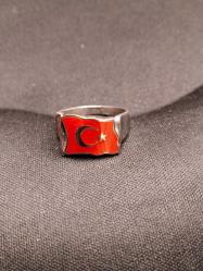 YÜZÜK MİNELİ ÜZERİ AY YILDIZ İÇİ ''SÖZ KONUSU VATANSA.....'' YAZILI 925 AYAR GÜMÜŞ YÜZÜK,MUAZZAM VE ENDER BİR TASARIM 339