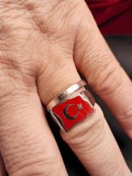 YÜZÜK MİNELİ ÜZERİ AY YILDIZ İÇİ ''SÖZ KONUSU VATANSA.....'' YAZILI 925 AYAR GÜMÜŞ YÜZÜK,MUAZZAM VE ENDER BİR TASARIM 339