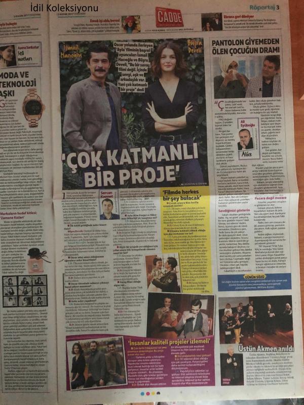 Milliyet Cadde Gazetesi 2 Kasım 2017 Jennifer Lawrence  