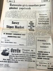 ADIYAMAN GAZETESİ YEREL TAŞRA BASINI --17 Ağustos 1985 Sayı :2363-  Devlet  tahvilinin  nefesi kesildi --ABD 'nin tahmini  gelecek yıl  petrol fiyatları düşer - Kahta da petrol  bulundu - Üniversite  giriş sınavları  pazar günleri  yapılacak --Bitki kökünden doğun kontrol  hapı  Türk kadınların  hizmetinde --Zorunlu ambalaj  uygulaması   imalatçılar için başladı --Şiir Köşesi :  Haberin Var mı :  A.F. Leblebici - Elazığ da bin öğrenciyi   barındıracak  prefabrik  yurt binası yapılacak --Japon Hava yolları başkanı  istifa  etti --Affın gerçekleşmemesi mahkumları bunalıma iter --Özarı , Milli Takım  Teknik Direktörü Oldu -