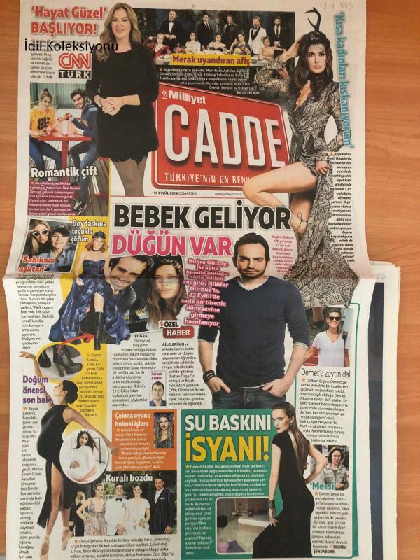 Milliyet Cadde Gazetesi 15 Eylül 2018 Burak Deniz Melisa  