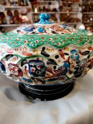 Şekerlik, Teneke Metal Uzerine El boyama, Mine Görselli Kapaklı Şekerlik.