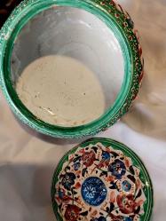 Şekerlik, Teneke Metal Uzerine El boyama, Mine Görselli Kapaklı Şekerlik.