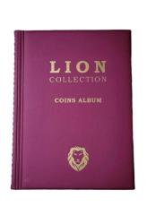 Lion Marka 120 Gözlü, 10 Sayfalı, Kapamalı Paralar İçin Madeni Para Albümü - Bordo Renk