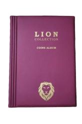 Lion Marka 72 Gözlü, 12 Sayfalı, Kapamalı Paralar İçin Madeni Para Albümü - Bordo Renk