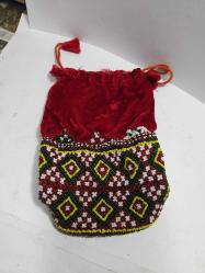 K108--------HİNDİSTAN HALK SANATI BONCUK ÖRME KADIN ÇANTASI-KESE