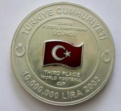 2002 FUTBOL DÜNYA 3.LÜĞÜ HATIRA PARASI   31,47 GR GÜMÜŞ (Sertifikasız)