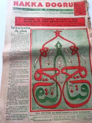 İSTANBUL HAKKA DOĞRU GAZETESİ YEREL TAŞRA BASINI  TANRIM  ULU IRKIM YÜCE,DİNİM HAK  -ÜLKÜM YURDA EDEBİ HÜR YAŞAMAK --13 Ocak 1949 Yıl :2 Sayı :98-  Peygamber efendimiz  1418 sene önce bugün  dünyaya şeref vermiştir - İslamiyet'in  ilk günü   yazan : Esat  Sezai  Sünbüllük --Tarihten Fıkralar :Husu  ile Namaz -- Hz Muhammed 'e  hürmet   elzemdir - Ruh  Melekleri  - Hak yolu  şairleri  :Celaleddini   Uşaki - İslam Büyükleri  :Topbaş  Zade Ahmet Kutsi  Ef - Köpek gibi sadık ol- Uhut  Gazası  :yazan :K.Samancıgil --İslam şimdi Muhammedin  ilk  işe  başladığı  halde değil --Cuma Hutbeleri  hayvana şefkat --Hanefi  mezhebinde olan bir kimse  şafi  mezhebine amel  edebilir mi ?
