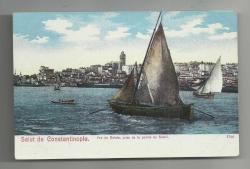 OSMANLI DÖNEMİ HALİÇ GİRİŞİNDE YELKENLİLER VE GALATA KULESİ KARTPOSTALI...
