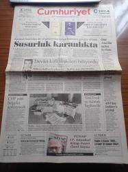 Cumhuriyet Gazetesi - 3 Kasım 1998 - Susurluk Karanlıkta - Devlet Kirli İlişkileri Biliyordu - Anadolu Federe İslam Devleti Örgütü Uçakla Anıtkabir'e Saldıracaktı - Sedat Bucak - Hüseyin Kocadağ -  Abdullah Çatlı - Erol Evcil Ve Gülay AslıTürk İngilteref