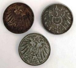 1917-1918-1919 yılları 3'lü Alman 5 Pfennig Lotu (A-32) (RESİMDEKİ ÜRÜN GÖNDERİLECEKTİR)