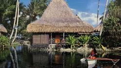 ŞEHİR KARTPOSTALI-FRANSA/BALI-HAI HUAHINE BUNGALOV GÖRÜNTÜSÜ,ARKASINA YAZILMAMIŞ, RENKLİ, 11 X 15 CM EBADINDA-1950'LER, 1960'LAR, 1970'LER, 1980'LER