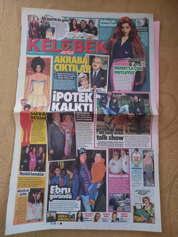 Kelebek Hürriyet Gazetesi eki önlü arkalı 2 sayfa 15 Mart 2014 Dr  