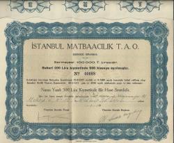1947 İSTANBUL MATBAACILIK T.A.O. HİSSE SENEDİ...