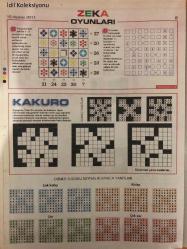 Milliyet Pazar Bulmaca Gazetesi, 19 Haziran 2011, Zeka Oyunları, Kakuro, Sudoku, Güncel Bulmaca, Kolay bulmaca, Uzman Bulmaca, Sözcük Yerleştirmece, Zeka Oyunları, Çapraz Bağlar, Mozaik, Futoshıkı