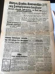 ANKARA POLATLI  POSTASI  GAZETESİ YEREL TAŞRA BASINI  YEREL TAŞRA BASINI--24 Temmuz 1958 Yıl :2 Sayı :501- Sağlık Müdürü Polatlı da Tifo Salgın Halinde Değildir Dedi - Polatlı Belediyesi  Su İşini  Halletmeye  Çalışıyor --1200   Rum  Tedhişçi Ve EOKA  'cı  Tevkif Edildi - İstanbul  Limanı Gelen İthal  Malları  -Kemal Aygün  Vazifeye Başladı - M.E K Kurumu  Batı Almanya 'ya Kırıkkale Fabrikalarında İmal Edilen  Topçu  Mühimmatının  Sevkine Başladı - Toprak  Mahsulleri  Ofisi Mübayaaya  Devam Ediyor --Dünya Greko - Romen Güreş  Şampiyonası  Başlıyor - Transferden Kısa Haberler - Özcan 'ın  İspanya 'ya  Gideceği  Söyleniyor -  Ürdün de Petrol Sevkiyatı  Aksadı ---Eski  ve yeni  Türkiye ,nin  renkli filmi  çekilecek --