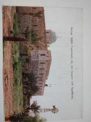 ASLAN TUTAN DİNİ FİGÜR VE ARKASINDA TARİHİ KİLİSE GÖRÜNTÜSÜ KARTPOSTALI,KAPAKLI,İÇ KISMINA YAZILMAMIŞ,RENKLİ, 11 X 15 CM EBADINDA