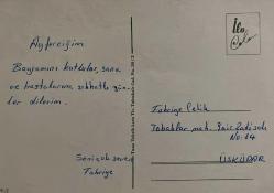 AŞK DOLU ROMANTİK ÇİFT KARTPOSTALI,ARKASINA YAZILMIŞ,RENKLİ, 11 X 15 CM EBADINDA