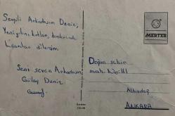 AŞK DOLU ROMANTİK ÇİFT KARTPOSTALI,ARKASINA YAZILMIŞ,RENKLİ, 11 X 15 CM EBADINDA