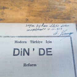 MODERN TÜRKİYE İÇİN DİN'DE REFORM (İMZALI İTHAFLI)