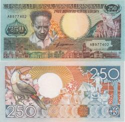 SURİNAM 250 GULDEN 1988 TUKAN KUŞU TEMALI. ÇİL KONDİSYON.