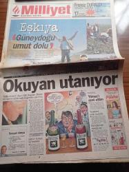Milliyet Gazetesi - 13 Eylül 1998 - Eşkıya Şener Şen Güneydoğu Gezisi - Kuşaklar Boyu Cumhuriyet - Elvir Baliç - Fenerbahçe'de Uche Kaptan Çıktı - ABD Açık Tenis Turnuvasında Davenport Şampiyon - İstifa Etmem Diyen ABD Başkanı Bill Clinton Monica Lewinksy'e Eşinin Soğukluğundan Yakınmış - CHP Lideri Deniz Baykal Mesut Yılmaz'ı Azat Ettim- YÖK Başkanı Kemal Gürüz Türban İşi Kapandı - Talabani Yine Suçladı