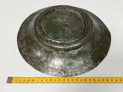 Antika Osmanlı Saz Tuğralı Bakır Yazılı Tabak - Lenger