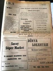 ADIYAMAN GAZETESİ YEREL TAŞRA BASINI   -1 KASIM 1985 -Evren Kasım  Ayında Pakistan 'a Gidiyor  Türkiye  Pakistan 'a 50 milyonluk  dolarlık  kredi  açıyor --Su boruları  kansere yol açıyor --Kitlerin 1985 zararı  425 milyar lira--Öykü :IRGAT :Ufuk Öncü --Şiir Köşesi :Ufuk Öncü  Hüzün Yelleri --İran ve Irak 'a satmak için şeker ithal edeceğiz --HP yüzde 100 zam yaptı --Son yılda 2 milyon 853 bin işçi toplu sözleşme yaptı - Nükleer tıpta  Türkiye geride değil -