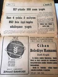ADIYAMAN GAZETESİ YEREL TAŞRA BASINI   -1 KASIM 1985 -Evren Kasım  Ayında Pakistan 'a Gidiyor  Türkiye  Pakistan 'a 50 milyonluk  dolarlık  kredi  açıyor --Su boruları  kansere yol açıyor --Kitlerin 1985 zararı  425 milyar lira--Öykü :IRGAT :Ufuk Öncü --Şiir Köşesi :Ufuk Öncü  Hüzün Yelleri --İran ve Irak 'a satmak için şeker ithal edeceğiz --HP yüzde 100 zam yaptı --Son yılda 2 milyon 853 bin işçi toplu sözleşme yaptı - Nükleer tıpta  Türkiye geride değil -