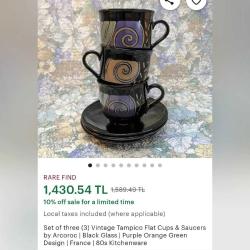 Fransız Arcoroc Geometrik Fincan Takımı