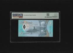 Cook İslands New Zealand Admin. 3 Dollars SN AA777495 Polymer P11a ND (2021) PMG 68 EPQ SUPER GEM UNC ÇİL