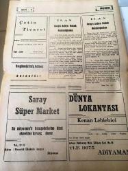 ADIYAMAN GAZETESİ YEREL TAŞRA BASINI   ---14 KASIM 1985--Kalkınmada öncelikli yörelerde demir -çelik ve turizm yatırımları teşvik  kapsamına alındı --ANAP 'ın TBMM grup  toplantısında  kuru fasulye skandalı   tartışıldı --Özal :Milli kültr binanın  çimentosu gibidir --Aksu  müstehcen neşriyatı önleyen teklifi verdi  --İthal  yumurta 21  liradan satılıyor --Öykü :Irgat  :Ufuk Öncü--Tekel 6 ayda 18 milyon dolarlık ihracat  gerçekleşti --