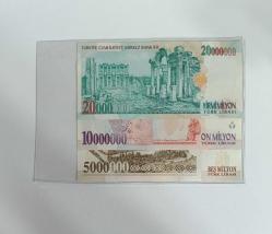 7. EMİSYON 5-10-20 MİLYON LİRA PARA SETİ ÇİL KONDİSYONDA