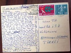 ŞEHİR KARTPOSTALI, İSVİÇRE'DEN KARLI DAĞLAR VE TELEFERİK MANZARASI, ARKASI YAZILI VE PULLU, RENKLİ, 10 X 15 CM EBADINDA